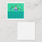 2026 Cute Cartoon Yoga Poses Calendar, Health  スクエア名刺 (正面/裏面)