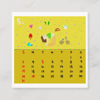 2026 Cute Cartoon Yoga Poses Calendar, Health  スクエア名刺