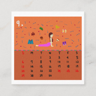 2026 Cute Cartoon Yoga Poses Calendar, Health  スクエア名刺