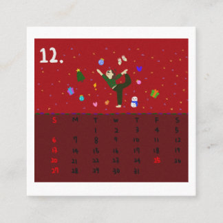 2026 Cute Cartoon Yoga Poses Calendar, Health  スクエア名刺