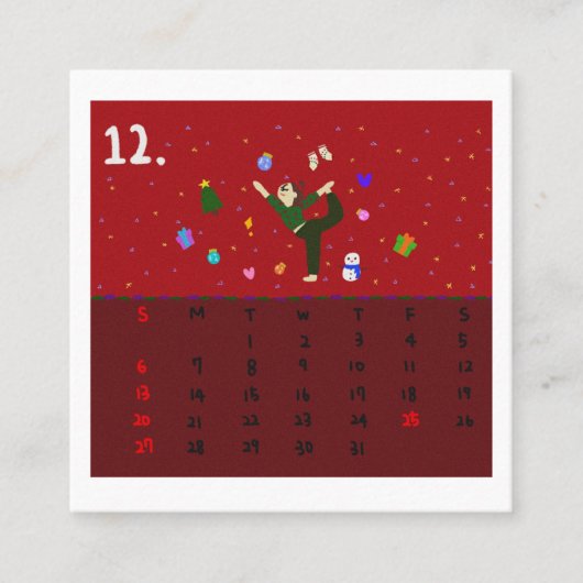 2026 Cute Cartoon Yoga Poses Calendar, Health  スクエア名刺 (正面)