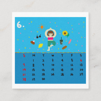 2026 Cute Cartoon Yoga Poses Calendar, Health  スクエア名刺