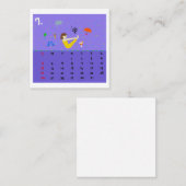 2026 Cute Cartoon Yoga Poses Calendar, Health  スクエア名刺 (正面/裏面)