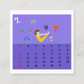 2026 Cute Cartoon Yoga Poses Calendar, Health  スクエア名刺
