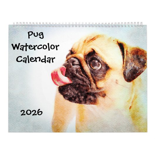2026 Cute Pug Dog Mama Mom Owner Pug Lovers Gift カレンダー (カバー)