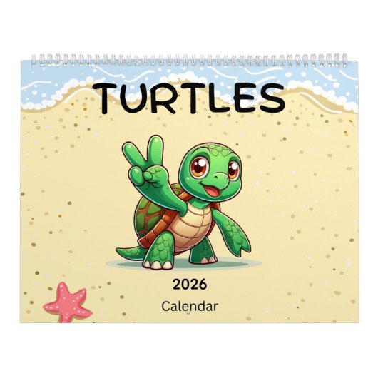 2026 Cute Turtles Celebrating Holidays  カレンダー (カバー)