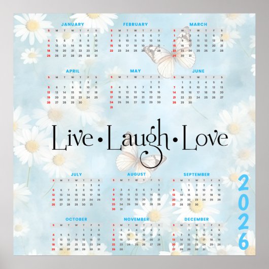 2026 Daisy Butterfly Calendar ポスター (正面)