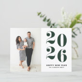 2026 Dark Green Bold Typography New Year Photo シーズンカード (スタンド正面)