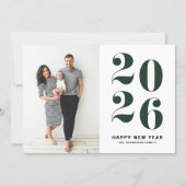 2026 Dark Green Bold Typography New Year Photo シーズンカード (正面)