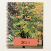 "2026" Date Autumn Maple Tree Painting  プランナー手帳 (正面)