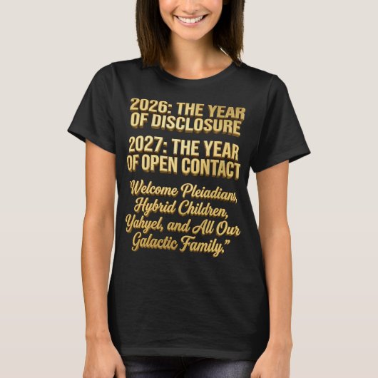 2026 Disclosure 2027 Open Contact Galactic Family Tシャツ (正面)