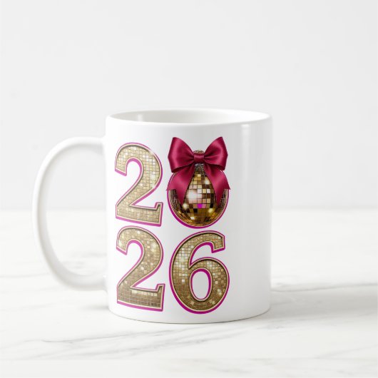 2026 Disco Ball New Year Mug コーヒーマグカップ (左)