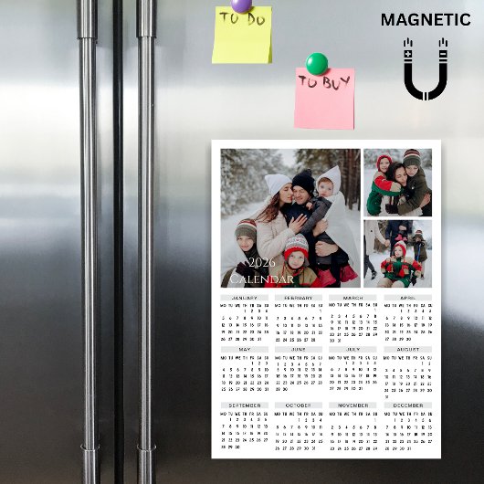 2026 Editable Color Calendar Photo Collage Magnet
