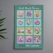 2026 Elegant affirmation birth month flowers wall カレンダー