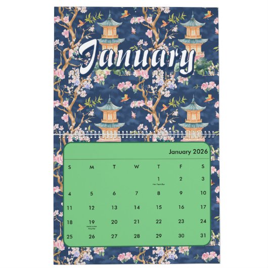 2026 elegant chinoiserie wall  カレンダー (1月 2026)