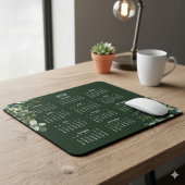 2026 Elegant Dark Green Eucalyptus Desk Calendar マウスパッド