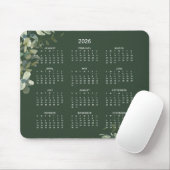 2026 Elegant Dark Green Eucalyptus Desk Calendar マウスパッド (マウス)