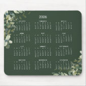 2026 Elegant Dark Green Eucalyptus Desk Calendar マウスパッド (正面)