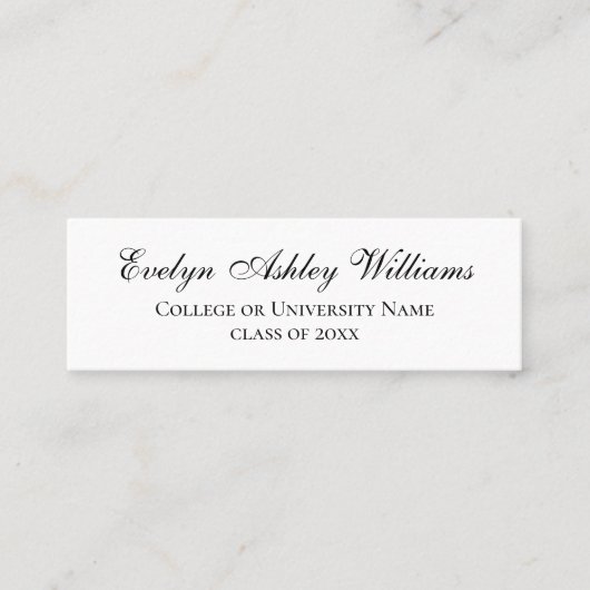 2026 Elegant Graduation Script Invitation Cards スキニー名刺 (正面)