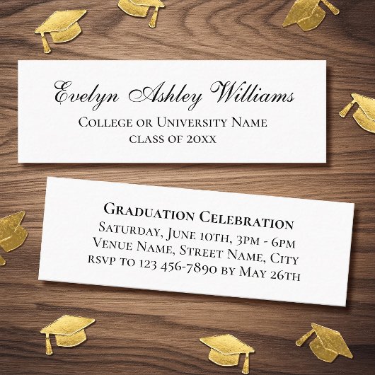 2026 Elegant Graduation Script Invitation Cards スキニー名刺