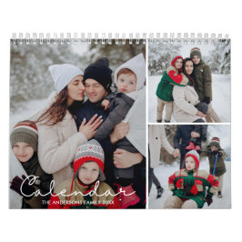 2026 Elegant Simple Custom Family Photo Collage カレンダー