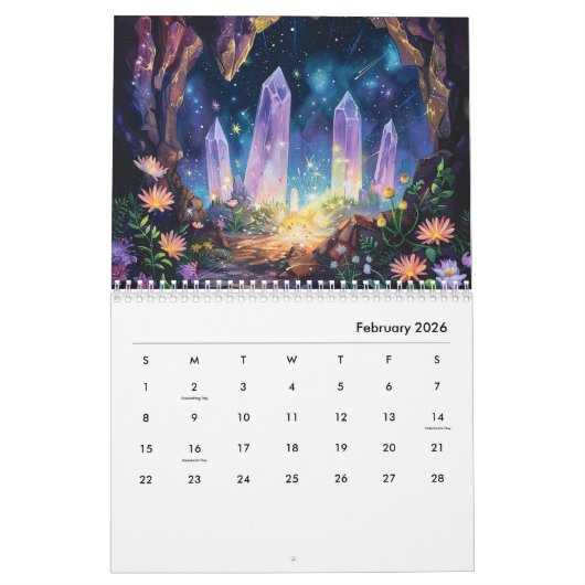 2026 Enchanted Celestial Mystic Art Calendar カレンダー (2月 2026)