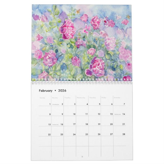 2026 Enchanted Gardens Calendar カレンダー (2月 2026)