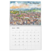 2026 European Capital Cities Watercolor Travel Art カレンダー (3月 2026)