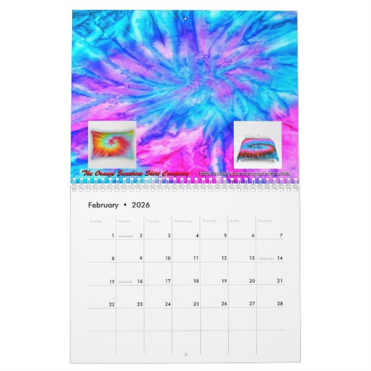 2026 Everything Tie-Dye Calendar カレンダー (2月 2026)
