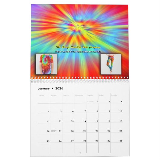 2026 Everything Tie-Dye Calendar カレンダー (1月 2026)