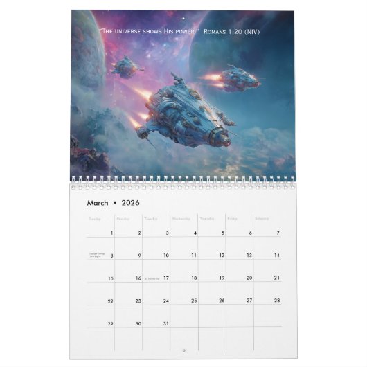 2026 Faith Biblical Verse Space Wall Calendar  カレンダー (3月 2026)