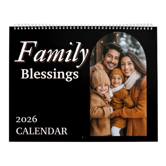 2026 Family Blessings Photos Scripture Large カレンダー (カバー)