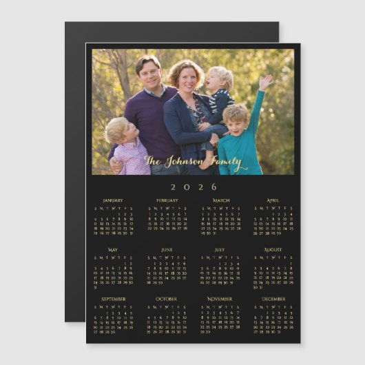 2026 Family Name Photo Calendar Personalized Card (正面/裏面)