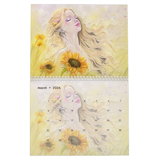 2026 Fantasy Art Calendar カレンダー (3月 2026)