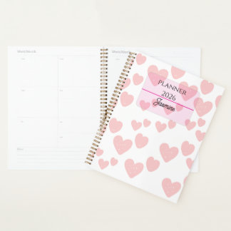 2026 Feminine Planner | Soft Pink Hearts & Elegant プランナー手帳
