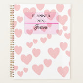 2026 Feminine Planner | Soft Pink Hearts & Elegant プランナー手帳 (正面)