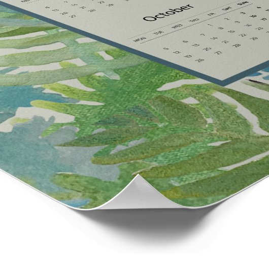 2026 Ferns Birds Calendar ポスター (角)