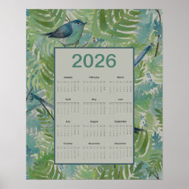 2026 Ferns Birds Calendar ポスター
