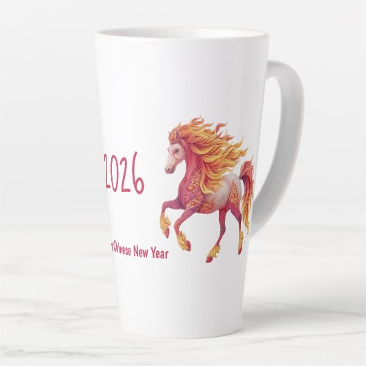 2026 Fiery Horse – Happy Chinese New Year カフェラテマグ (右アングル)