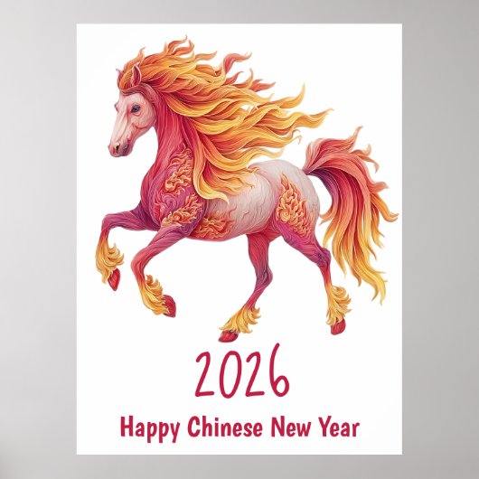 2026 Fiery Horse – Happy Chinese New Year ポスター (正面)