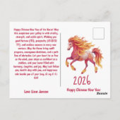 2026 Fiery Horse – Happy Chinese New Year ポストカード (裏面)