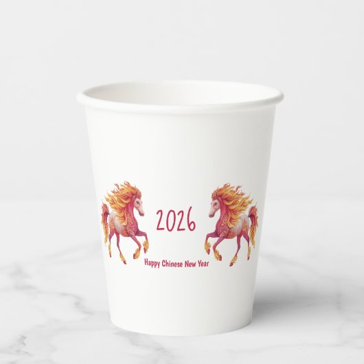 2026 Fiery Horse – Happy Chinese New Year 紙コップ (正面)