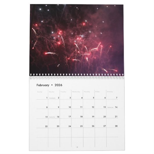 2026 Fireworks Calendar カレンダー (2月 2026)