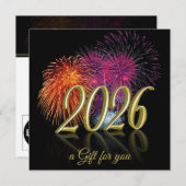 2026 Fireworks Gold Happy New Year | Gift Card (正面/裏面)