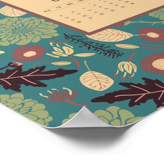 2026 Floral Calendar Poster ポスター (角)