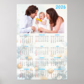 2026 Floral Calendar with Family Photo ポスター (正面)