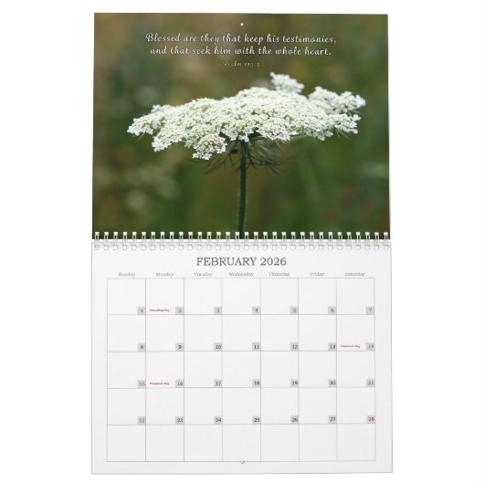 2026 Flower Blessings Wall Calendar カレンダー (2月 2026)