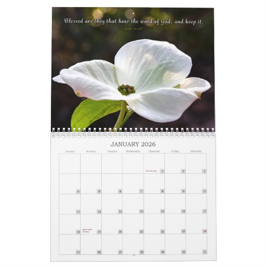 2026 Flower Blessings Wall Calendar カレンダー (1月 2026)