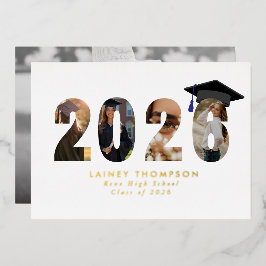 2026 Foil Typography 4 Image Graduation  箔招待状