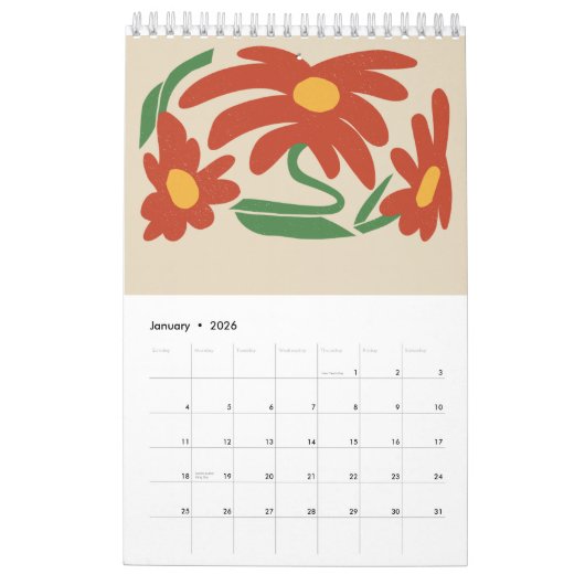2026 Folk Art Floral Wildflower Cottageco calendar カレンダー (1月 2026)